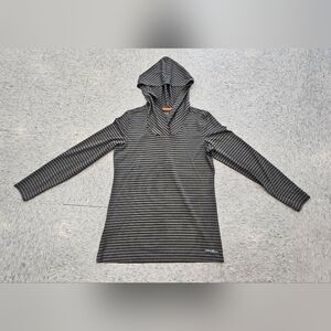 Eddie Bauer [ USED / Size Small ] Dark Green/Gray Stripe Tone Long Sleeve Hoodie